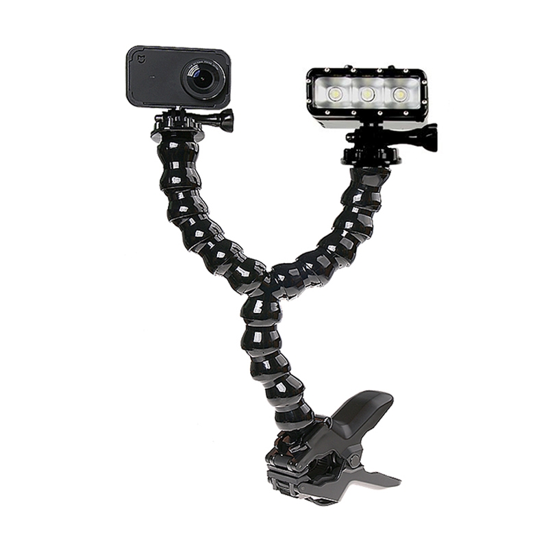 Clip Clamp Mount 360 Swivel Dual-head Flexible Tripod for GoPro, Insta360, DJI and Other Action Cameras - Shopkiz.com