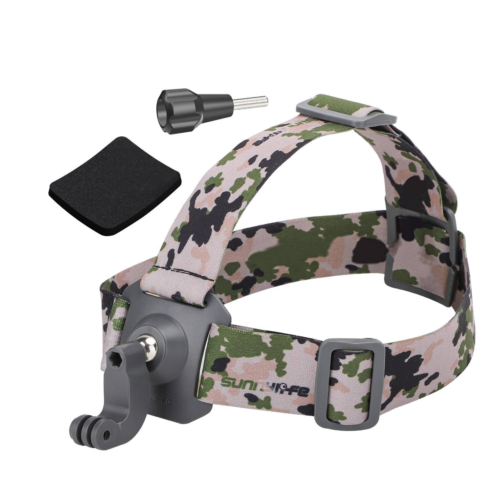 Sunnylife TD672 360 Rotation Adjustable Head Strap Vlog POV Mount Belt for GoPro, Insta360, DJI Osmo Action and Other Action Cameras (Camouflage) -