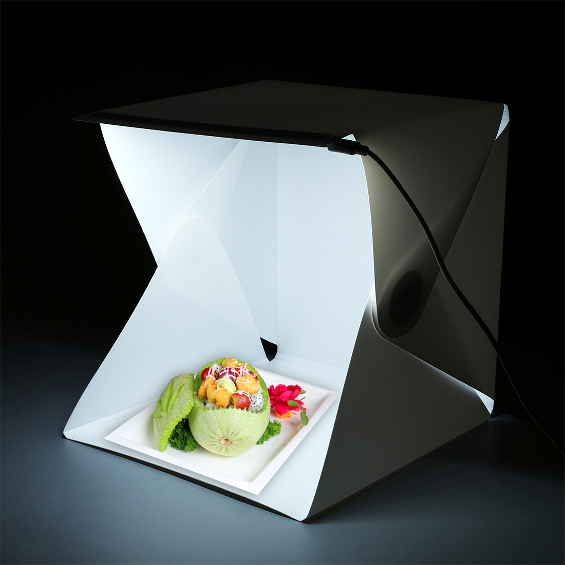Foldable Portable Mini LED Photo Studio Box with Micro USB Cable & Black and White Background Fabric, Folding Size: 23 x 21.5 x 1.5 cm(White) -
