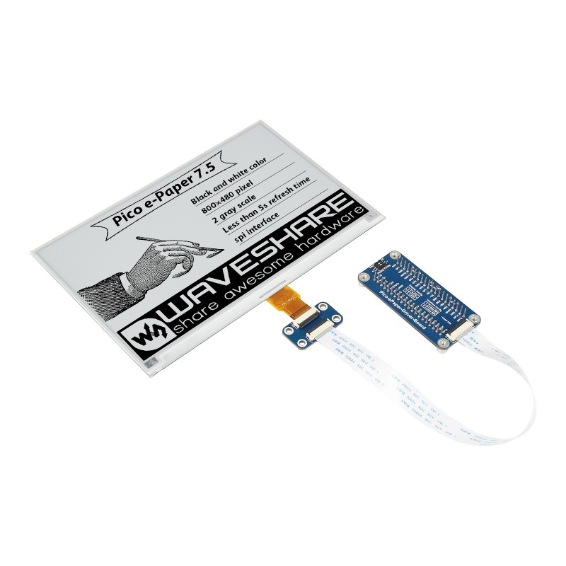 Waveshare 7.5 inch 800x480 pixel Black White E-Paper E-Ink Display Module for Raspberry Pi Pico, SPI Interface - Shopkiz.com