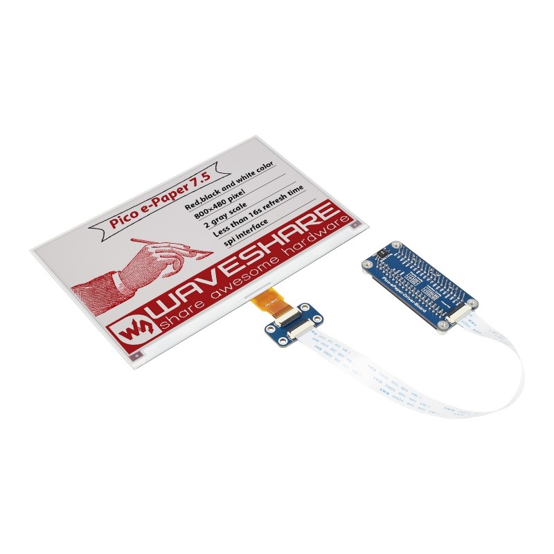 Waveshare 7.5 inch 800x480 Pixel Red Black White E-Paper E-Ink Display Module (B) for Raspberry Pi Pico, SPI Interface - Shopkiz.com