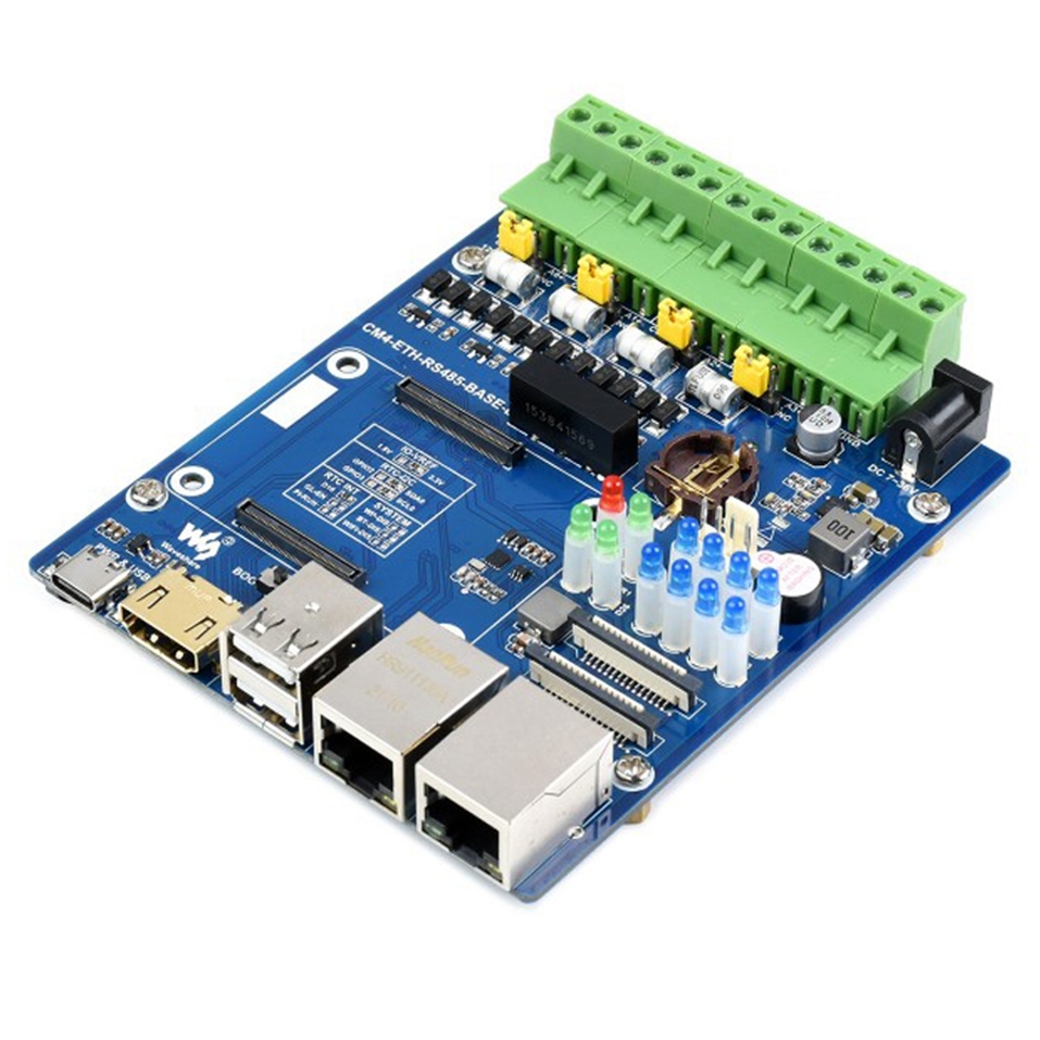 Waveshare Dual ETH Quad RS485 Base Board B for Raspberry Pi CM4, Gigabit Ethernet - Shopkiz.com