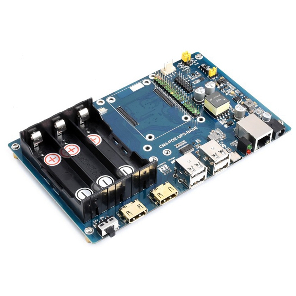 Waveshare PoE UPS Base Board for Raspberry Pi CM4, Gigabit Ethernet, Dual HDMI, Quad USB2.0 - Shopkiz.com