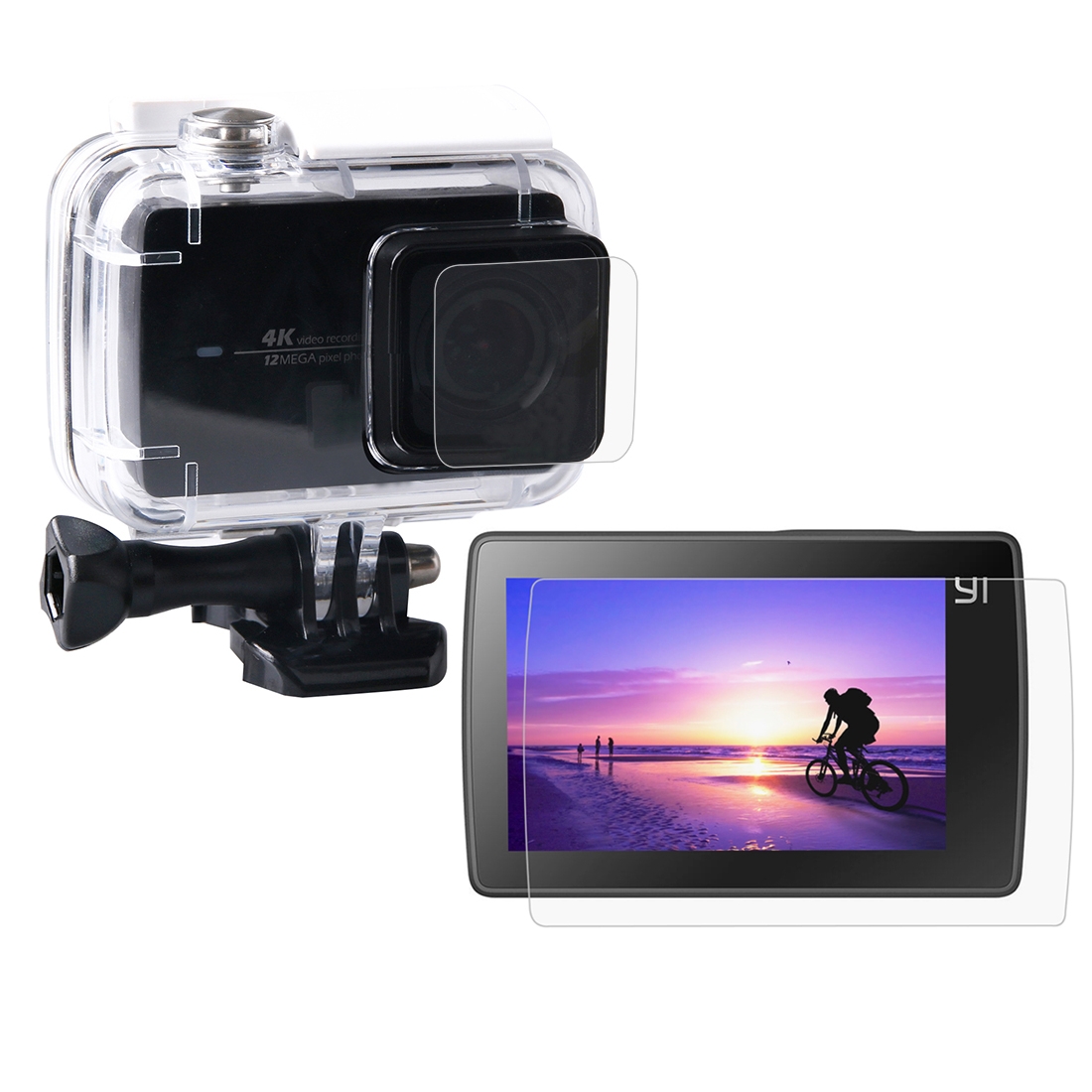 Ultra Clear LCD Screen Protector + Housing Glass Lens Protector Film for Xiaomi Xiaoyi II 4K Camera - Shopkiz.com