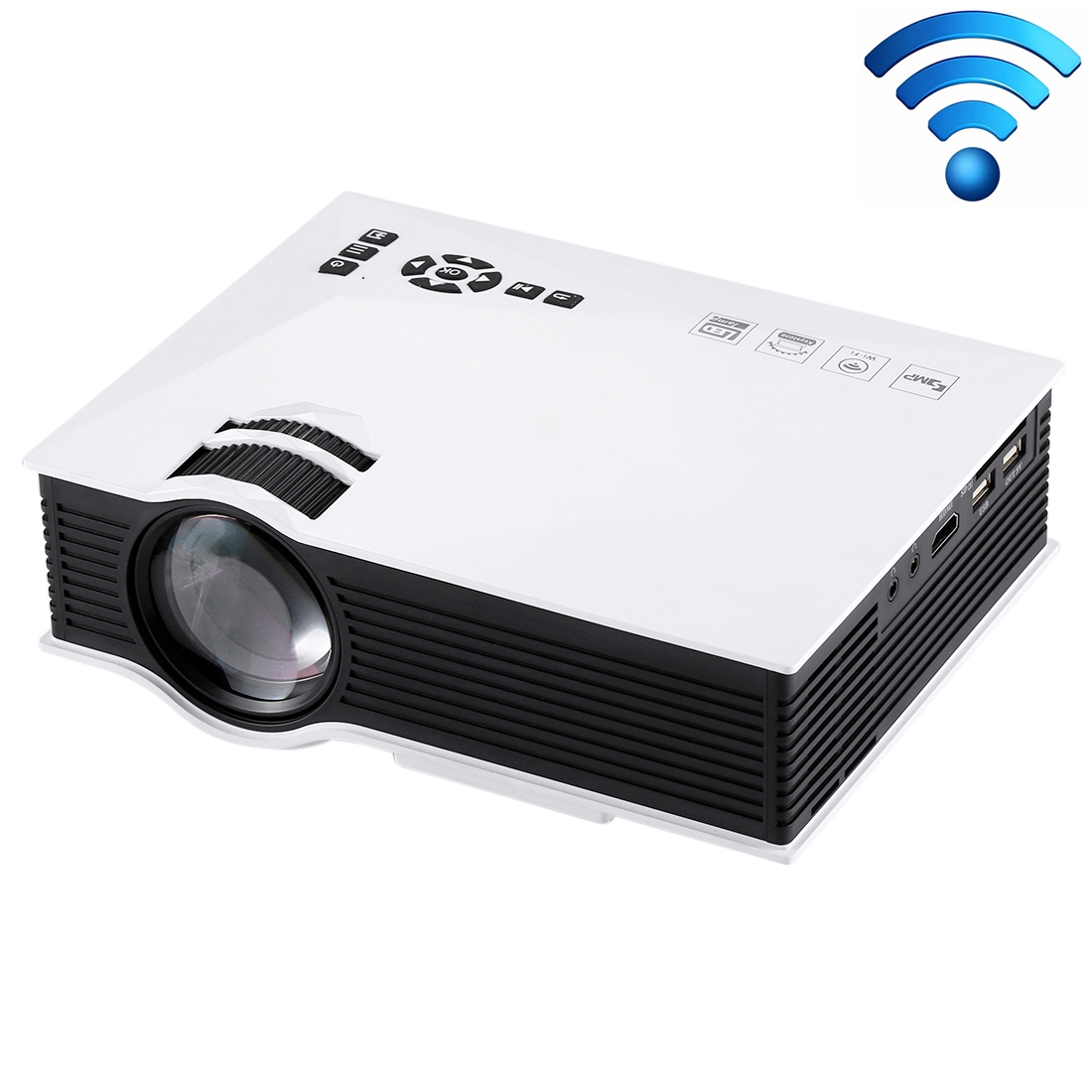 UC68 1200 Lumens HD 800 x 480 Digital LED Projector with Remote Control, Support USB / SD / VGA / HDMI(White) - Shopkiz.com