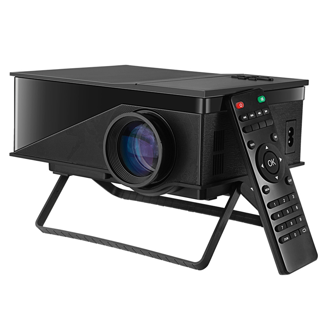 MP400 1200 Lumens 800 x 480 HD Digital 4 inch LCD Panel LED Projector with Remote Control, Support HDMI / USB / AV / VGA(Black) - Shopkiz.com