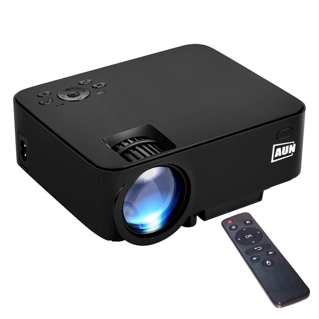 AUN AM200C Android Version Mini Projector 1500 Lumens LED 800x480 Android 4.4 Multimedia Video Projector Home Theater with Remote Controller,