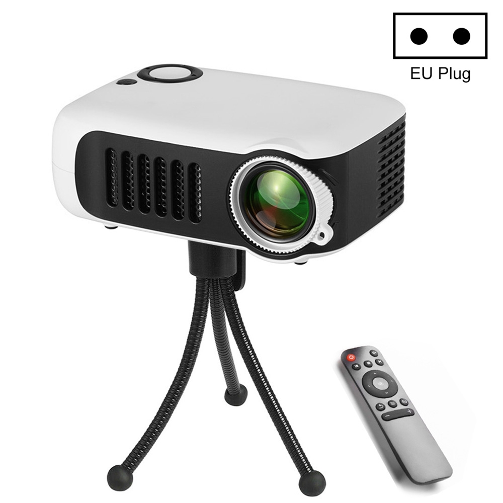 A2000 Portable Projector 800 Lumen LCD Home Theater Video Projector, Support 1080P, EU Plug (White) - Shopkiz.com