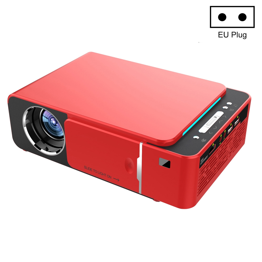 T6 3500ANSI Lumens 1080P LCD Mini Theater Projector, Standard Version, EU Plug (Red) - Shopkiz.com