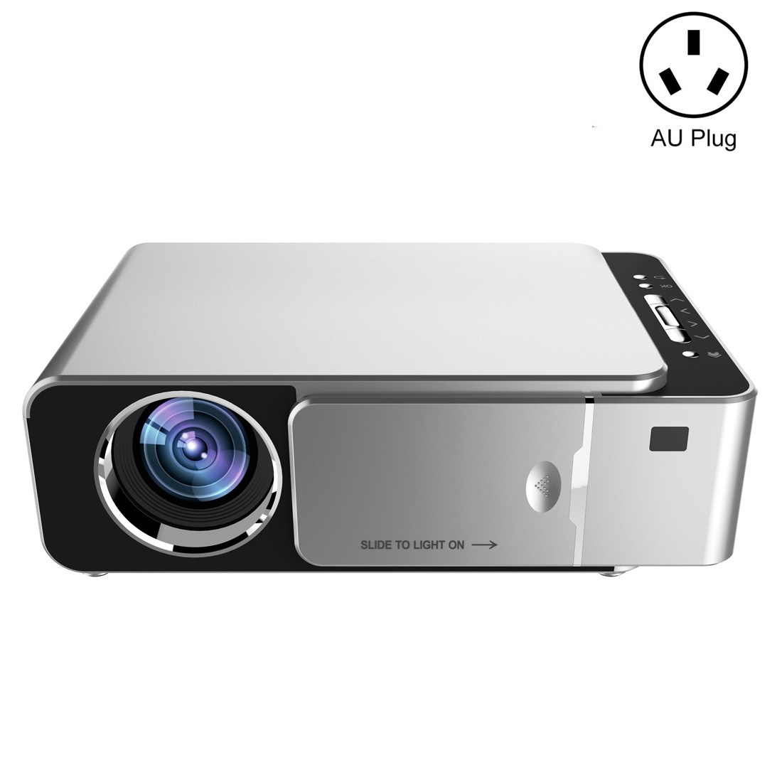 T6 3500ANSI Lumens 1080P LCD Mini Theater Projector, Standard Version, AU Plug (Silver) - Shopkiz.com