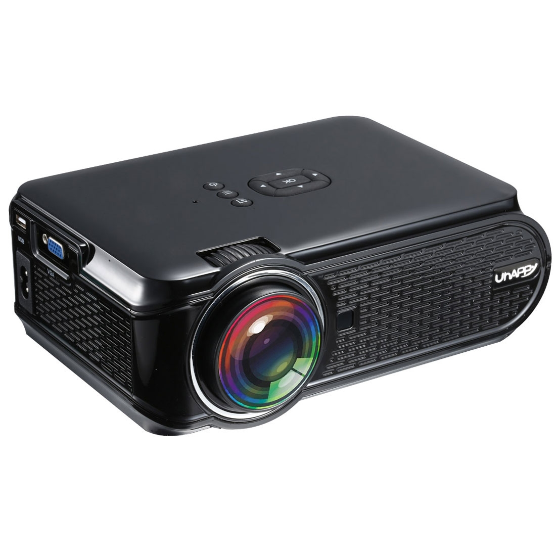 Uhappy U90 2200LM 800*480 Home Theater LED Projector with Remote Control , Support USB + VGA + SD + HDMI + AV + TV(Black) - Shopkiz.com