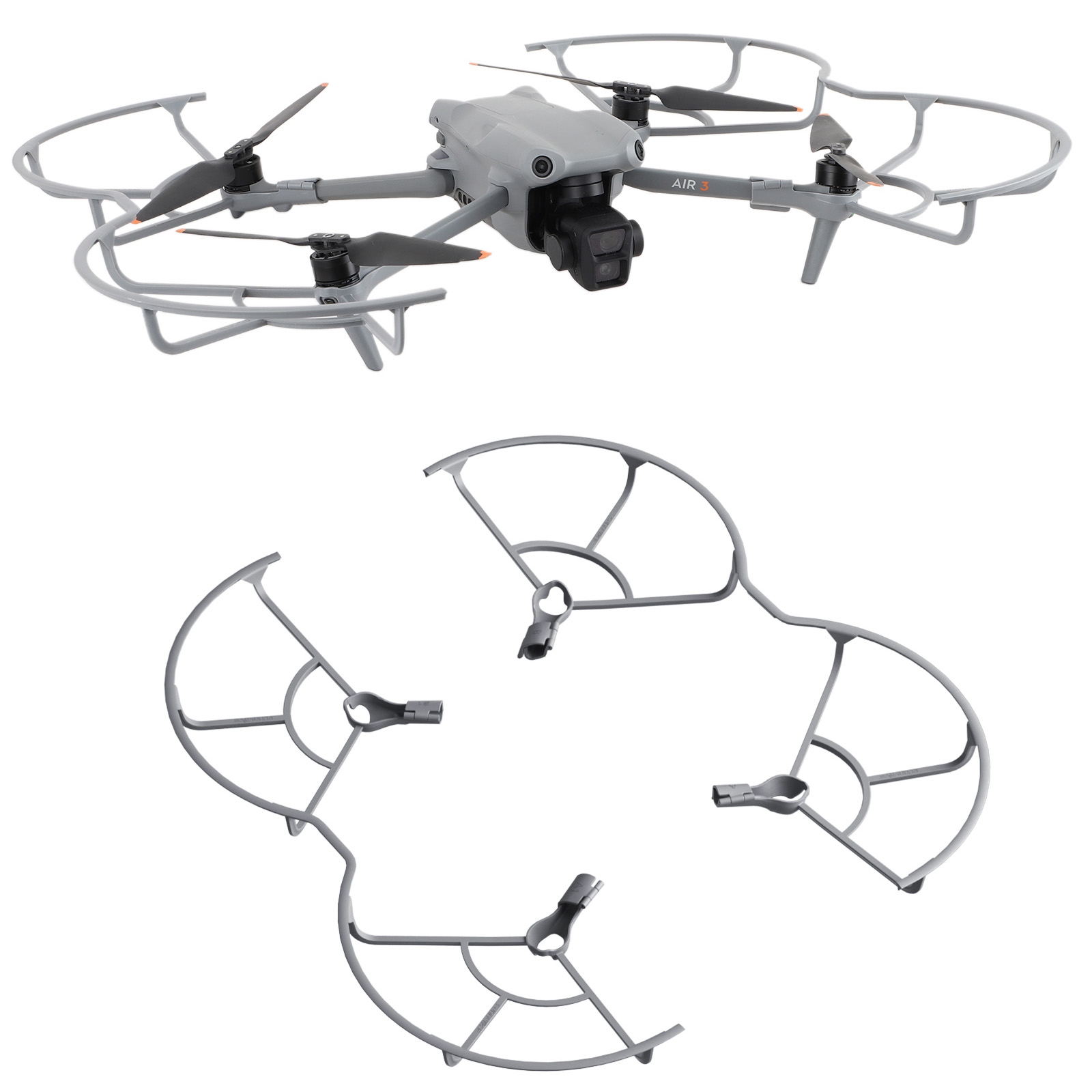 For DJI Air 3S / 3 Sunnylife Propellers Guard Protector Integrated Shielding Rings Quick Release Anti-Collision Props Safe Ring (Grey)