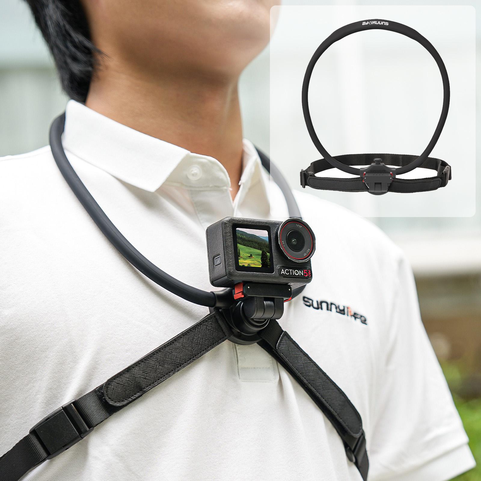 Sunnylife Magnetic POV Neck Mount Hand Free Video Vlog Neck Adjustable Selfie Holder with Body Strap For DJI Osmo 360 / Action 5 Pro / 4 / 3 / 2