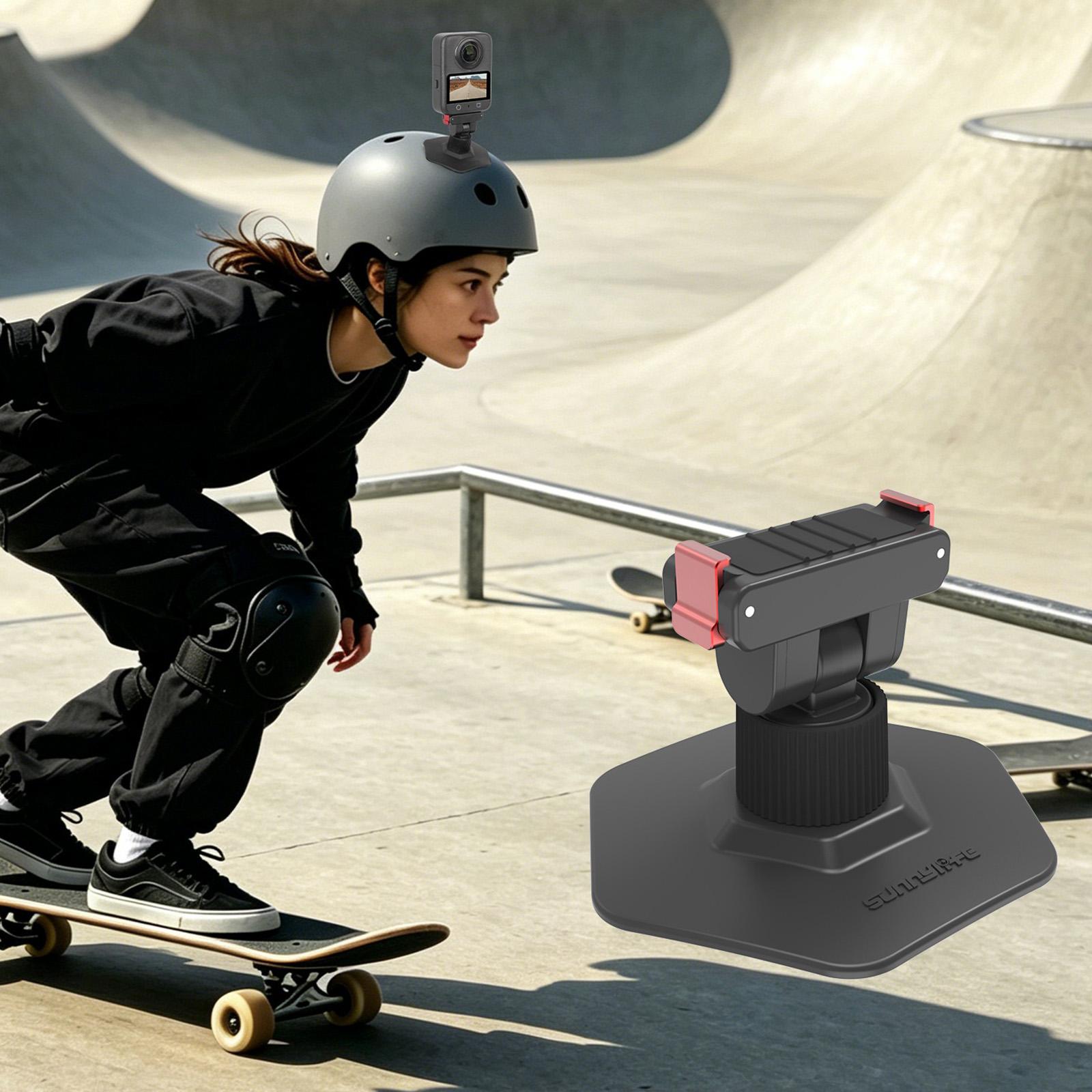 Sunnylife Magnetic Flexible Adhesive Helmet Mount Base Quick-Release Action Camera Holder For DJI Osmo 360 / Action 5 Pro / 4 / 3 / 2 (Black) -