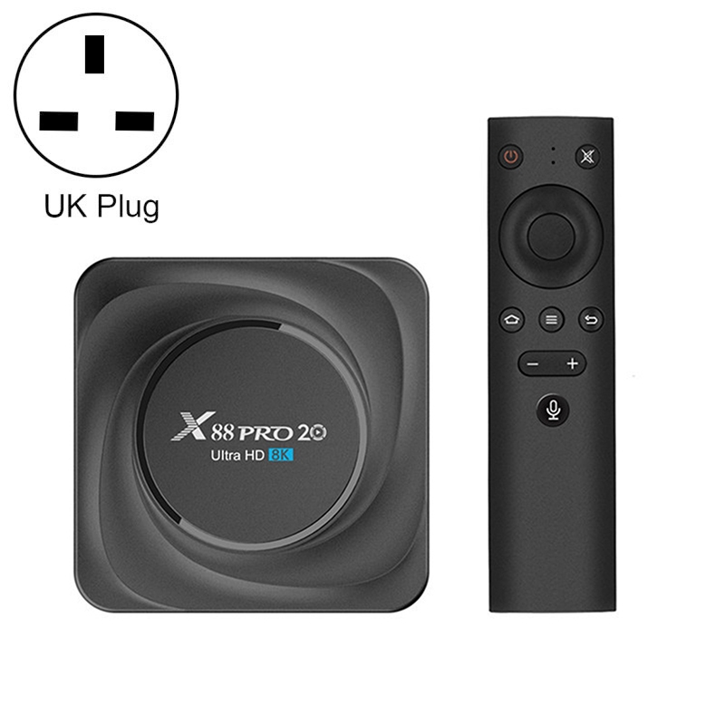 X88 Pro 20 4K Smart TV BOX Android 11.0 Media Player with Voice Remote Control, RK3566 Quad Core 64bit Cortex-A55 up to 1.8GHz, RAM: 4GB, ROM: 32GB,