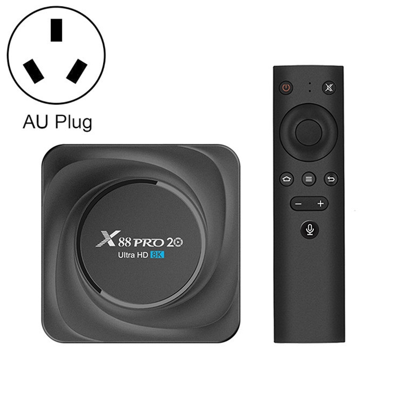 X88 Pro 20 4K Smart TV BOX Android 11.0 Media Player with Voice Remote Control, RK3566 Quad Core 64bit Cortex-A55 up to 1.8GHz, RAM: 8GB, ROM: 64GB,