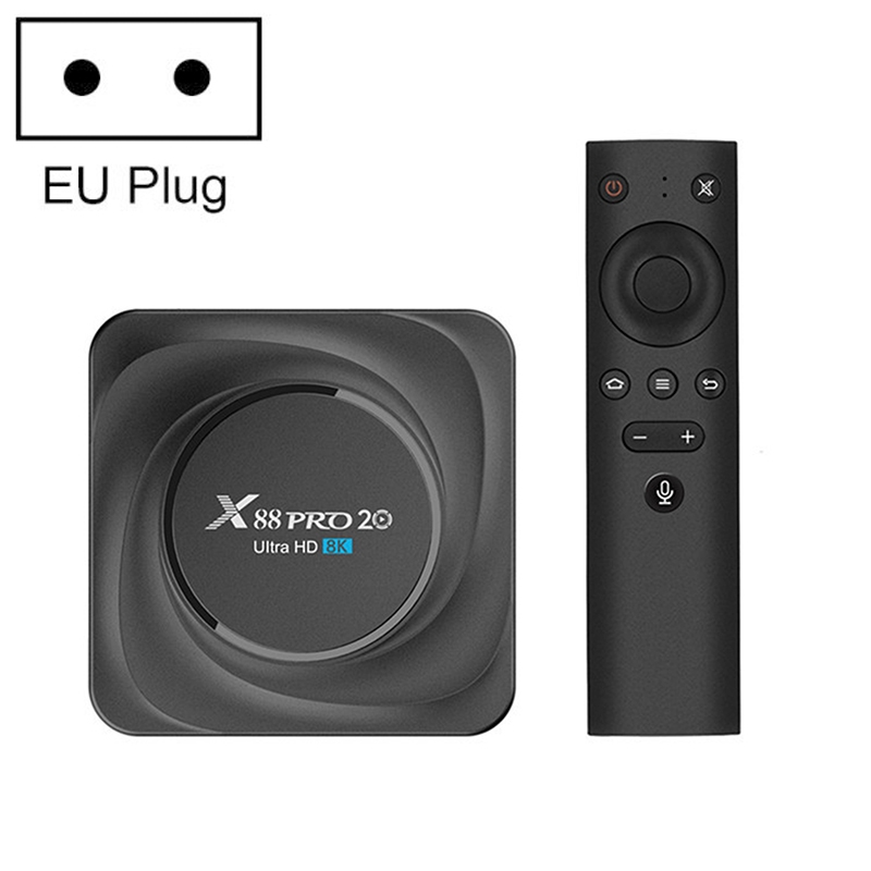 X88 Pro 20 4K Smart TV BOX Android 11.0 Media Player with Voice Remote Control, RK3566 Quad Core 64bit Cortex-A55 up to 1.8GHz, RAM: 8GB, ROM: 64GB,