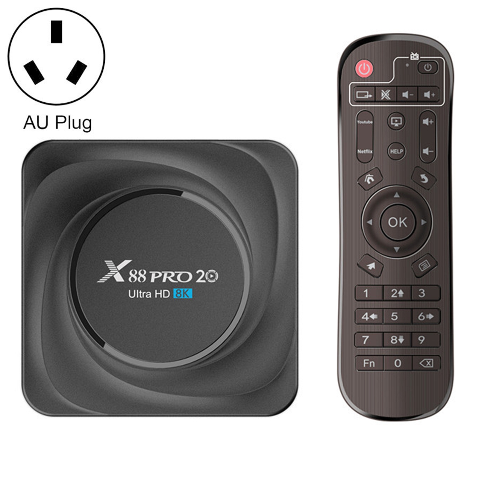 X88 Pro 20 4K Smart TV BOX Android 11.0 Media Player with Infrared Remote Control, RK3566 Quad Core 64bit Cortex-A55 up to 1.8GHz, RAM: 8GB, ROM:
