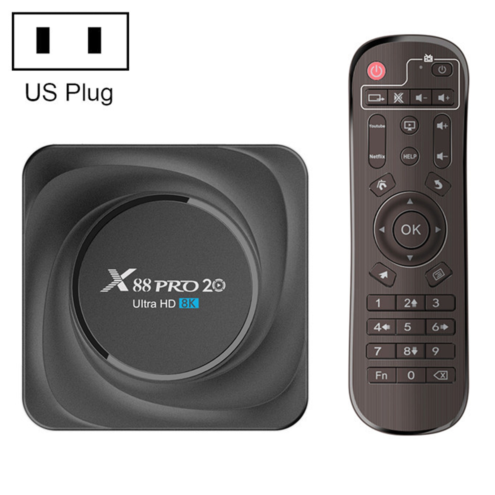X88 Pro 20 4K Smart TV BOX Android 11.0 Media Player with Infrared Remote Control, RK3566 Quad Core 64bit Cortex-A55 up to 1.8GHz, RAM: 8GB, ROM: