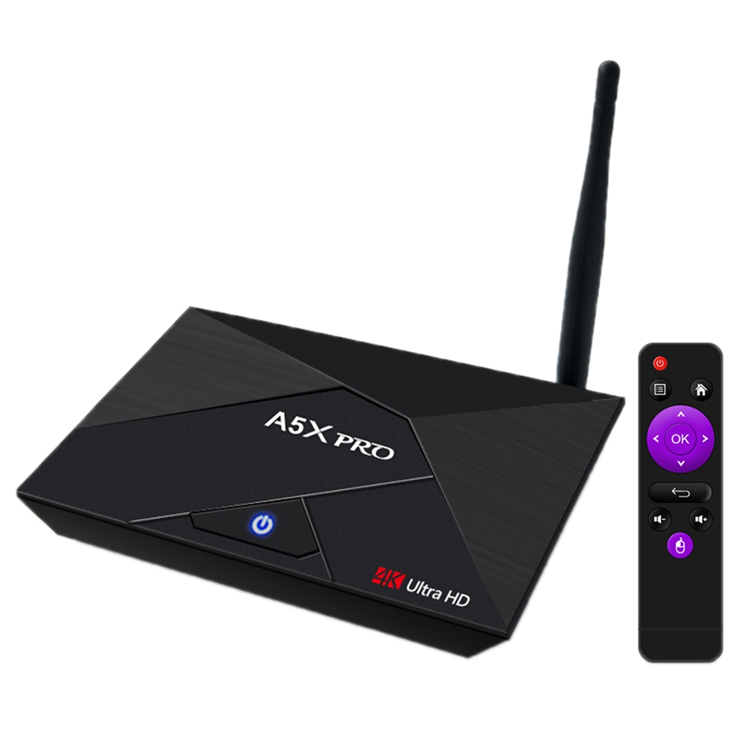 A5X Pro 4K Ultra HD Smart TV BOX with Remote Controller, Android 7.1, RK3328 Quad-Core 64bit Cortex-A53, 2GB+16GB, Support TF Card, HDMI, LAN, AV,