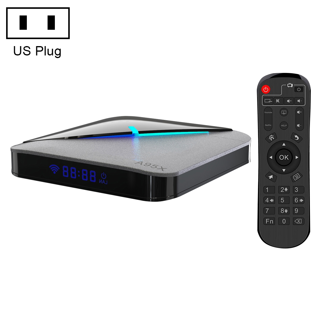 A95X F3 Air 4K RGB Light Smart TV BOX Android 9.0 Media Player with Remote Control, Quad-core Amlogic S905X3, RAM: 4GB, ROM: 64GB, US Plug -