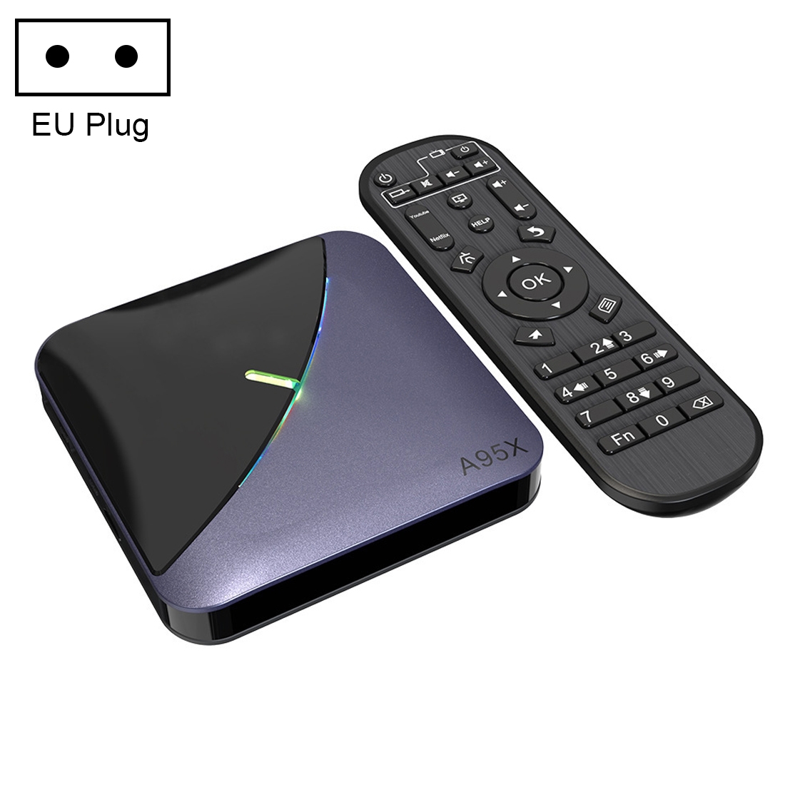 A95X F3 RGB Light 4K Smart TV BOX Android 9.0 Media Player wtih Remote Control, Quad-core Amlogic S905X3, RAM: 4GB, ROM: 32GB, EU Plug - Shopkiz.com