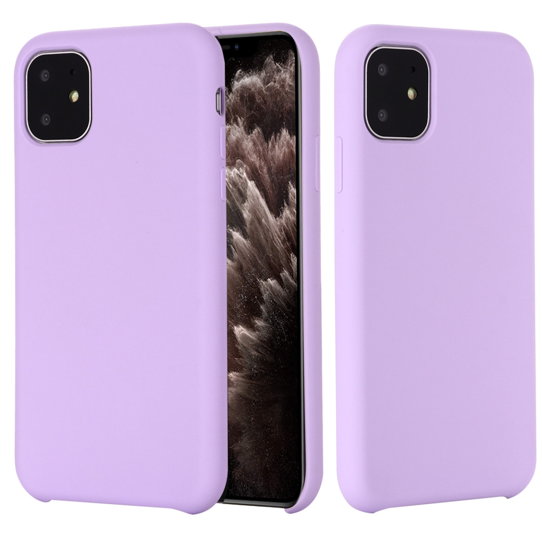 For iPhone 11 Pro Max Solid Color Liquid Silicone Shockproof Case (Light Purple) - Shopkiz.com