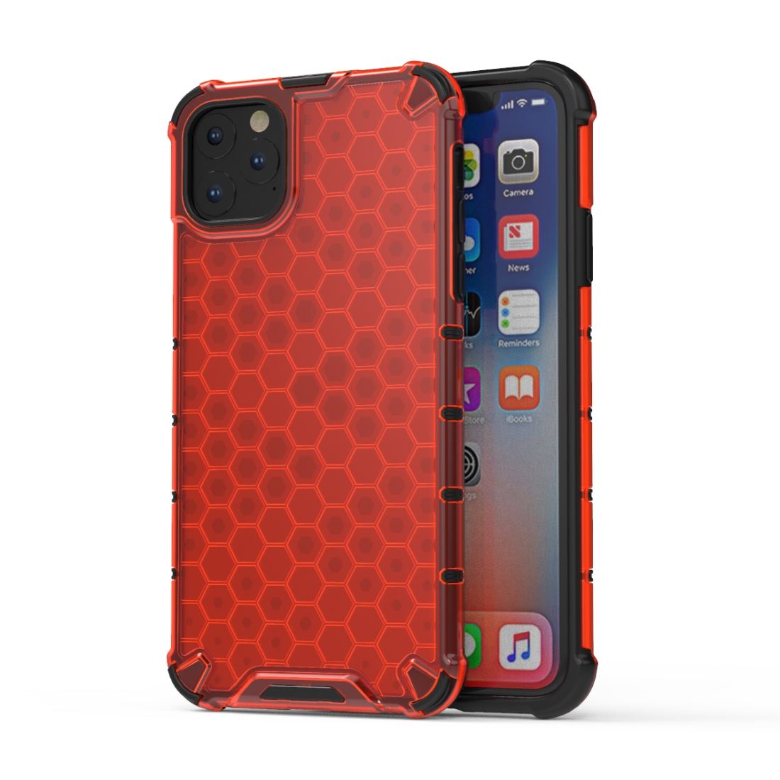 Shockproof Honeycomb PC + TPU Case for iPhone 11(Red) - Shopkiz.com