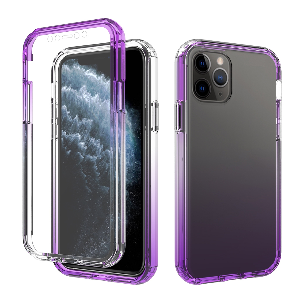 For iPhone 11 Pro Shockproof High Transparency Two-color Gradual Change PC+TPU Candy Colors Protective Case (Purple) - Shopkiz.com