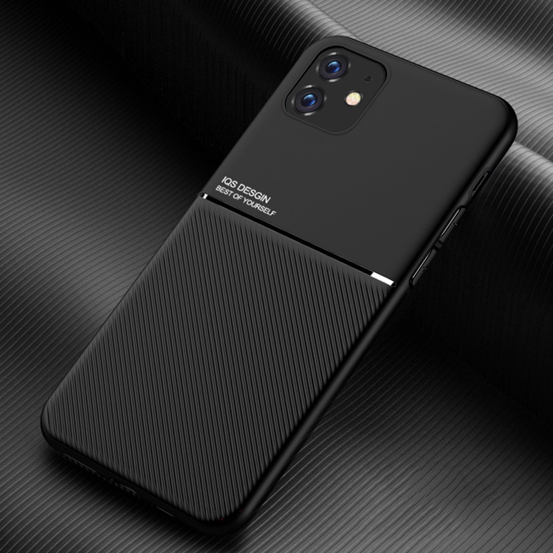 For iPhone 11 Classic Tilt Strip Grain Magnetic Shockproof PC + TPU Case (Black) - Shopkiz.com