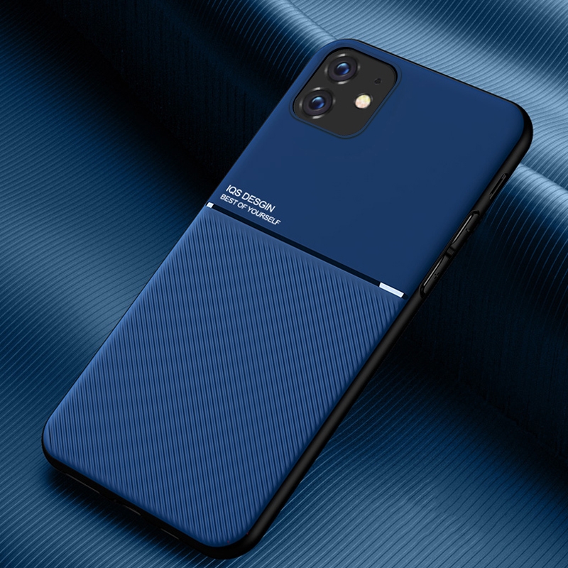 For iPhone 11 Classic Tilt Strip Grain Magnetic Shockproof PC + TPU Case (Blue) - Shopkiz.com
