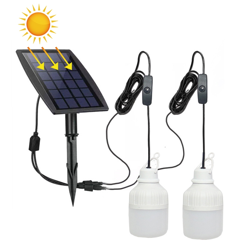 SNF-0092 3W White Light Solar Lantern Lighting Bulb Outdoor IP44 Waterproof LED One for Two Lighting System Split Garden Lamp, Length:5m - Shopkiz.com