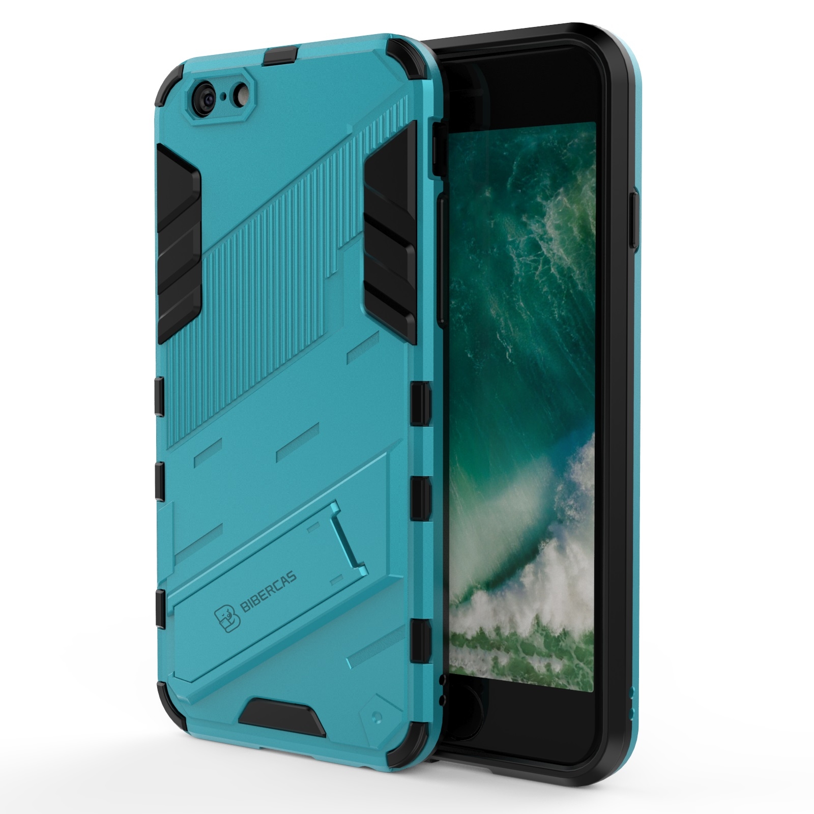 Punk Armor 2 in 1 PC + TPU Shockproof Case with Invisible Holder For iPhone 6 & 6s(Blue) - Shopkiz.com