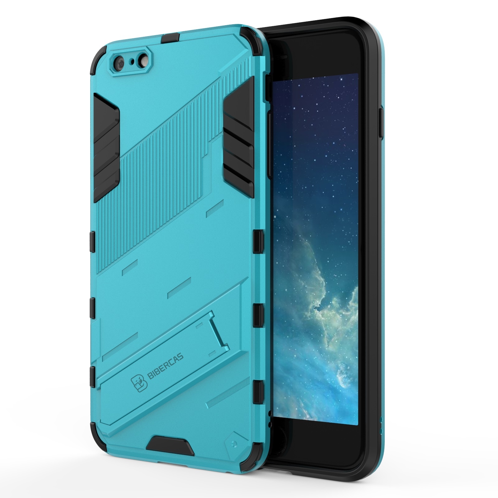 Punk Armor 2 in 1 PC + TPU Shockproof Case with Invisible Holder For iPhone 6 Plus & 6s Plus(Blue) - Shopkiz.com