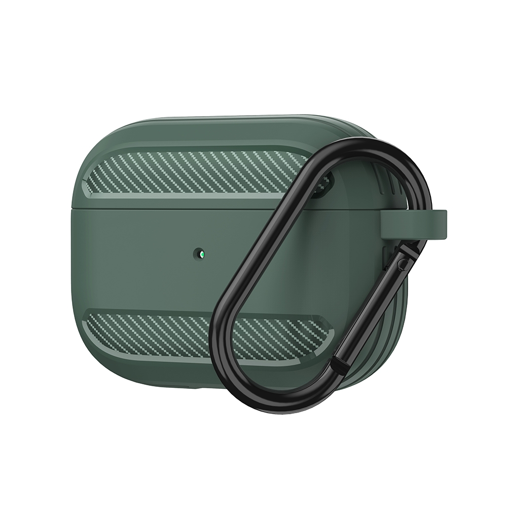 Wireless Earphones Shockproof Carbon Fiber Armor TPU Protective Case For AirPods Pro(Green) - Shopkiz.com