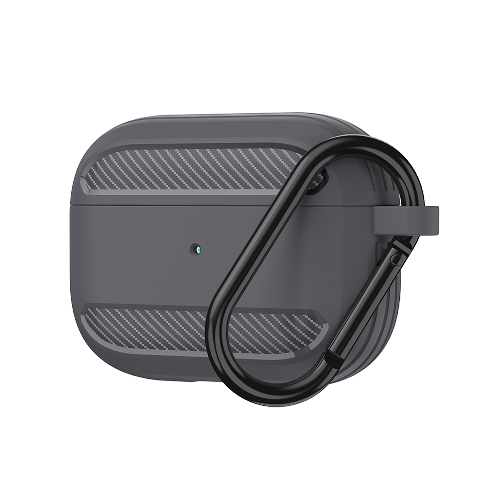 Wireless Earphones Shockproof Carbon Fiber Armor TPU Protective Case For AirPods Pro(Grey) - Shopkiz.com