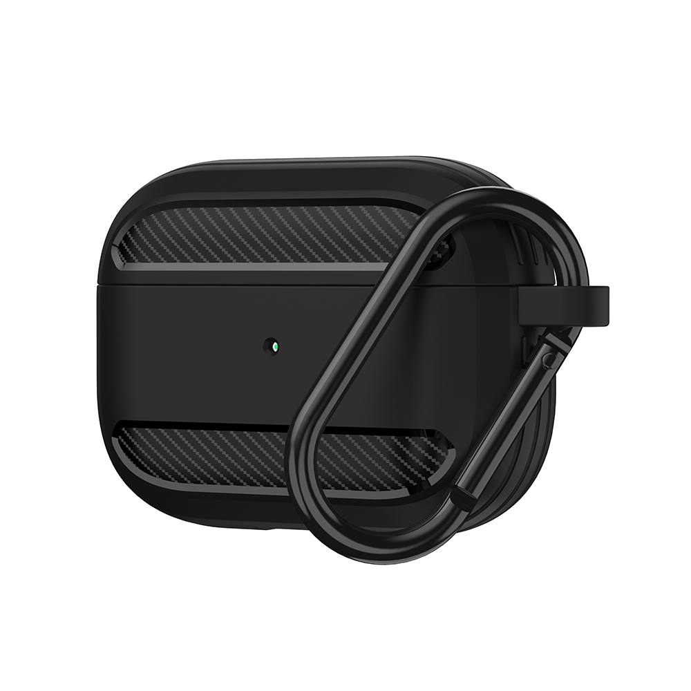 Wireless Earphones Shockproof Carbon Fiber Armor TPU Protective Case For AirPods Pro(Black) - Shopkiz.com