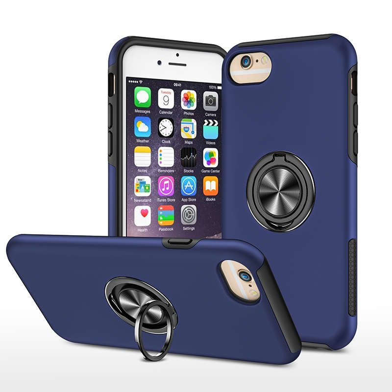 Magnetic Ring Kickstand Shockproof Phone Case For iPhone 6(Blue) - Shopkiz.com