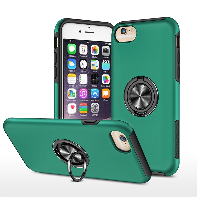 Magnetic Ring Kickstand Shockproof Phone Case For iPhone 6(Dark Green) - Shopkiz.com