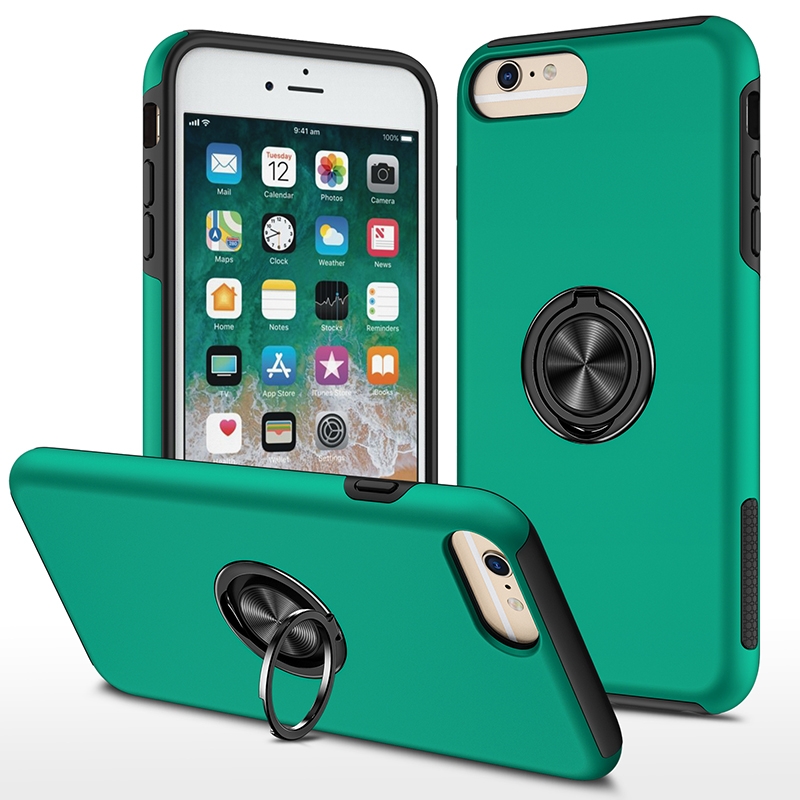 Magnetic Ring Kickstand Shockproof Phone Case For iPhone 6 Plus(Dark Green) - Shopkiz.com
