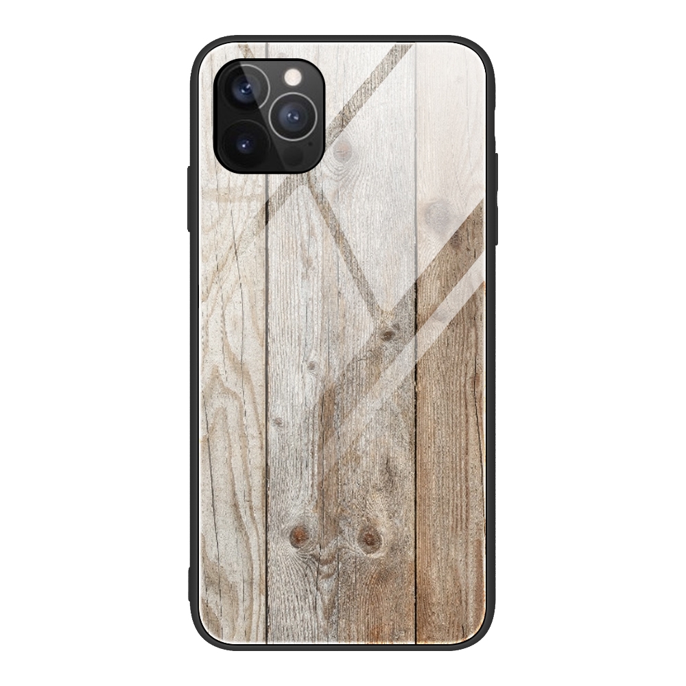 For iPhone 12 / 12 Pro Wood Grain Tempered Glass + TPU Shockproof Case(M04) - Shopkiz.com