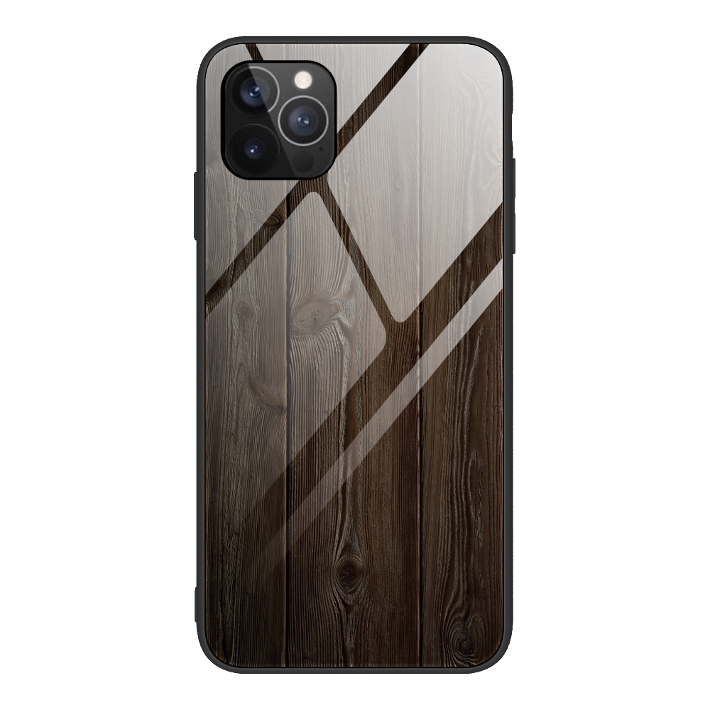 For iPhone 12 Pro Max Wood Grain Tempered Glass + TPU Shockproof Case(M01) - Shopkiz.com