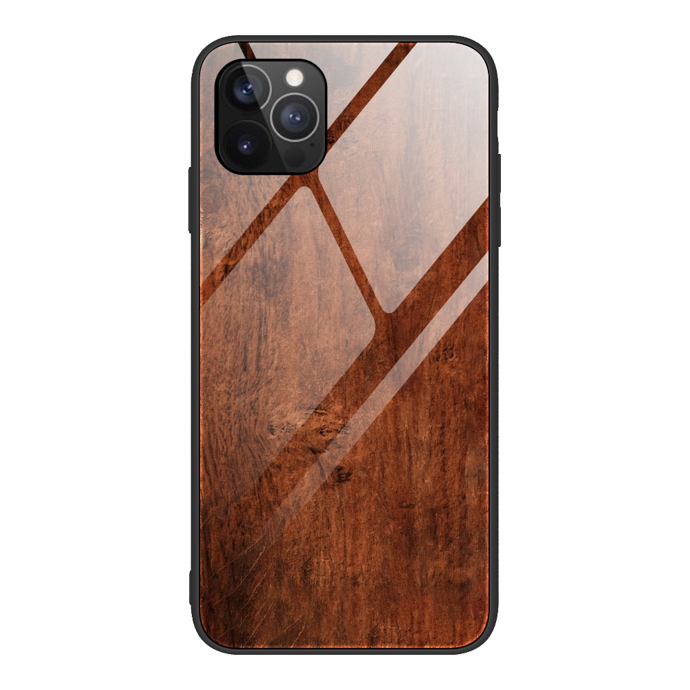 For iPhone 12 Pro Max Wood Grain Tempered Glass + TPU Shockproof Case(M02) - Shopkiz.com