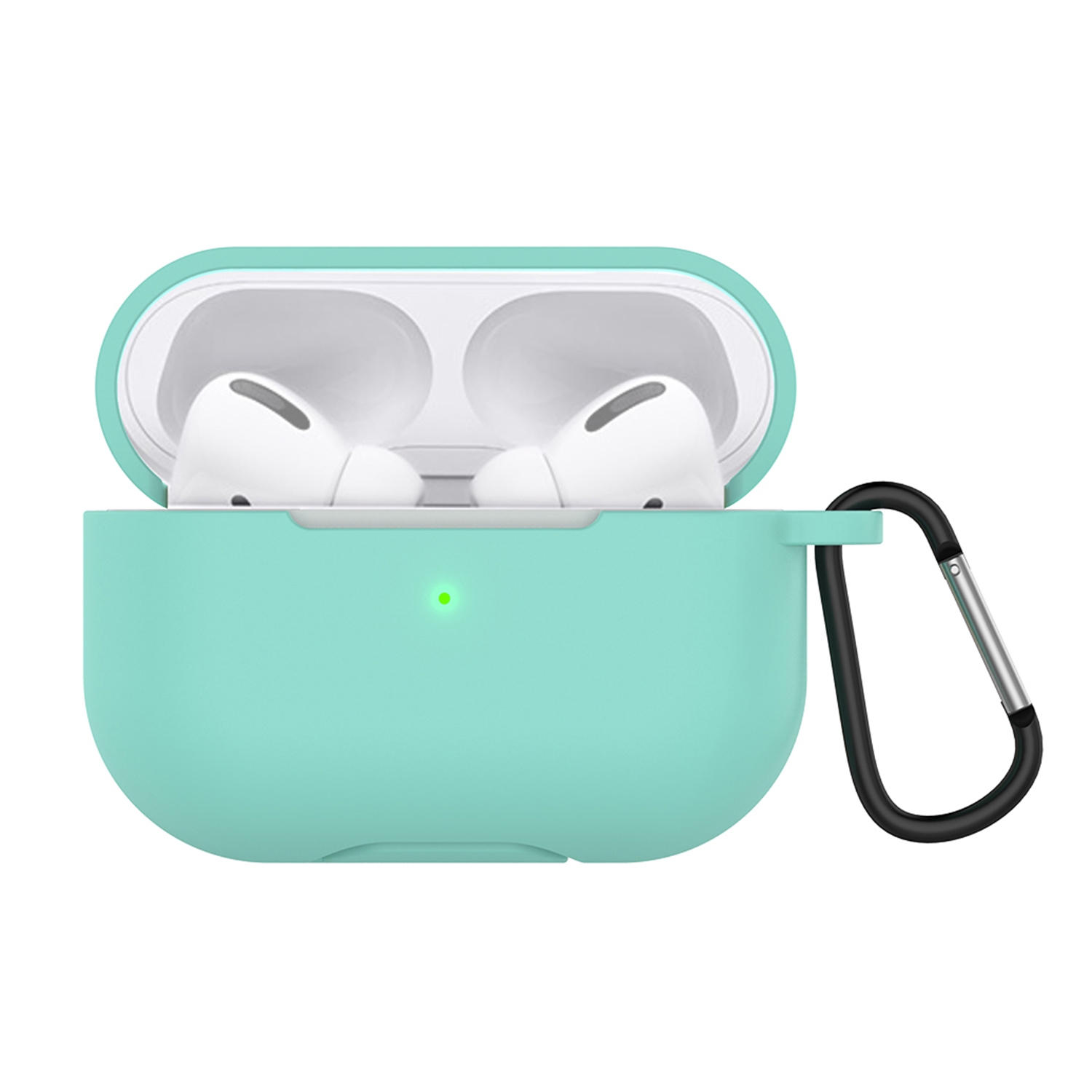 Solid Color Silicone Earphone Protective Case for AirPods Pro, with Hook(Teal) - Shopkiz.com