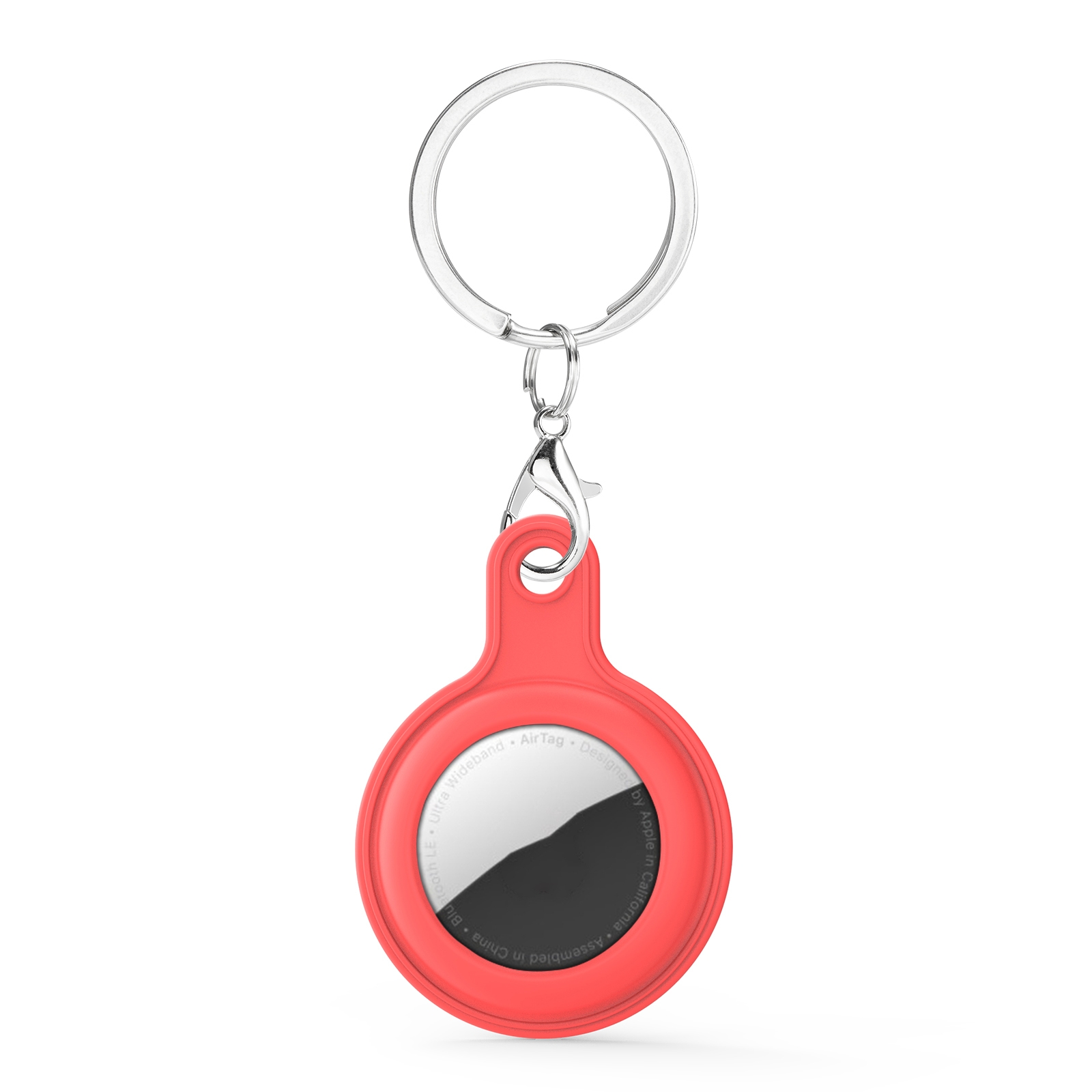Gel Leather Case Cover with Switchable Keychain Ring for AirTag 2nd Gen / AirTag 1st Gen(Red) - Shopkiz.com