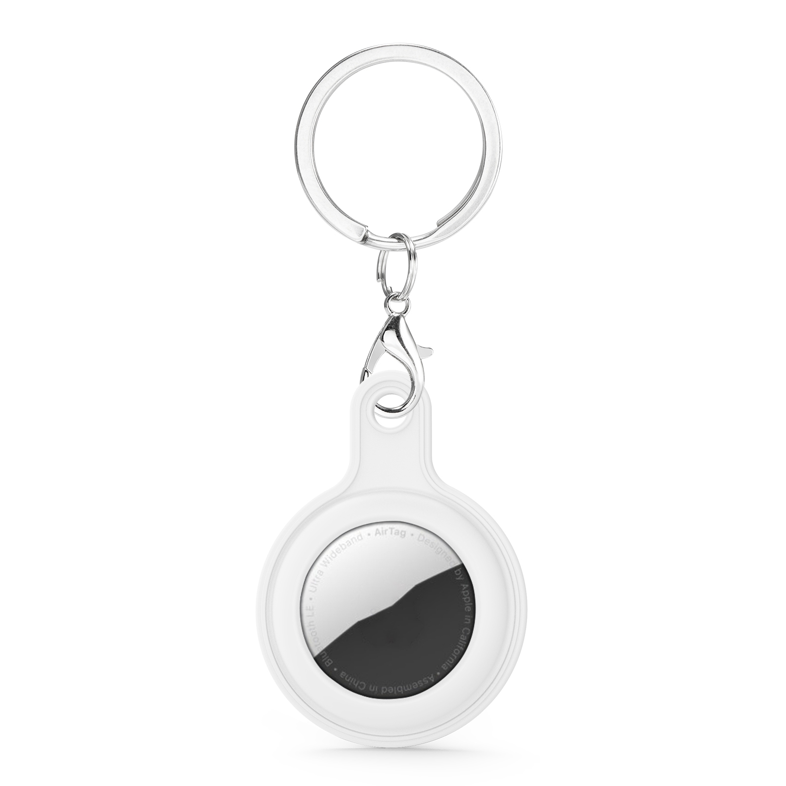 Gel Leather Case Cover with Switchable Keychain Ring for AirTag 2nd Gen / AirTag 1st Gen(White) - Shopkiz.com