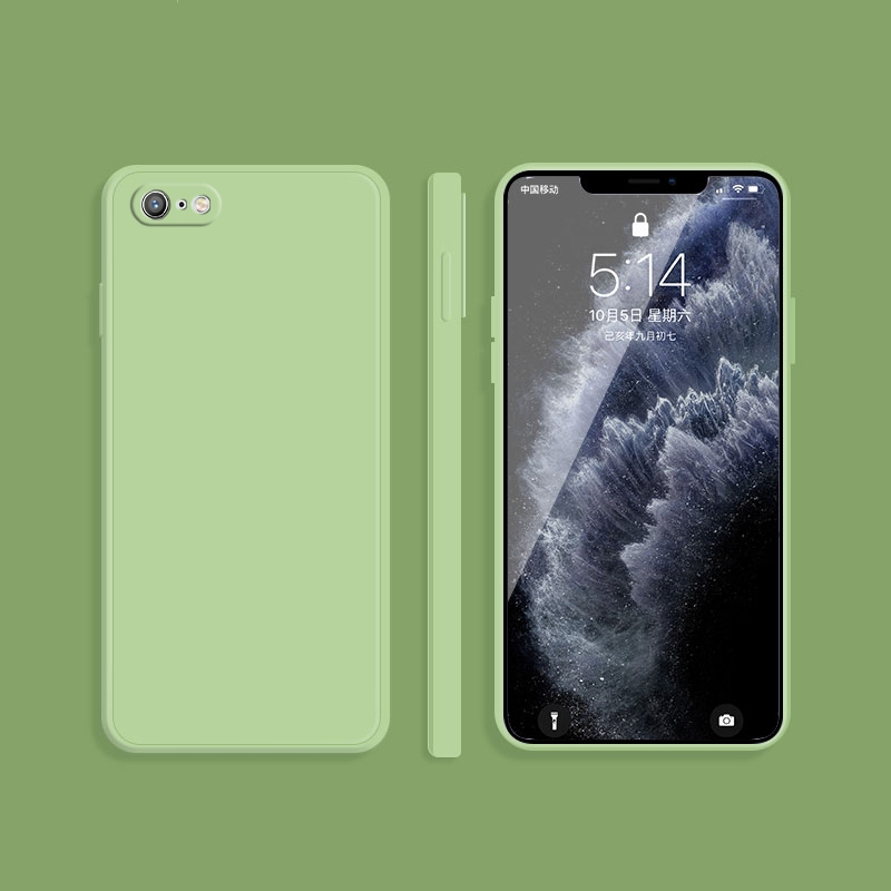 Solid Color Imitation Liquid Silicone Straight Edge Dropproof Full Coverage Protective Case For iPhone 6s Plus / 6 Plus(Matcha Green) - Shopkiz.com