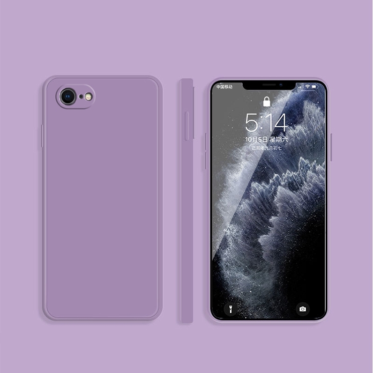 For iPhone SE 2022 / SE 2020 / 8 / 7 Solid Color Imitation Liquid Silicone Straight Edge Dropproof Full Coverage Protective Case(Purple) - Shopkiz.com