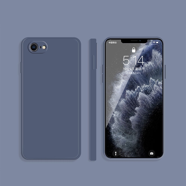 For iPhone SE 2022 / SE 2020 / 8 / 7 Solid Color Imitation Liquid Silicone Straight Edge Dropproof Full Coverage Protective Case(Gray) - Shopkiz.com