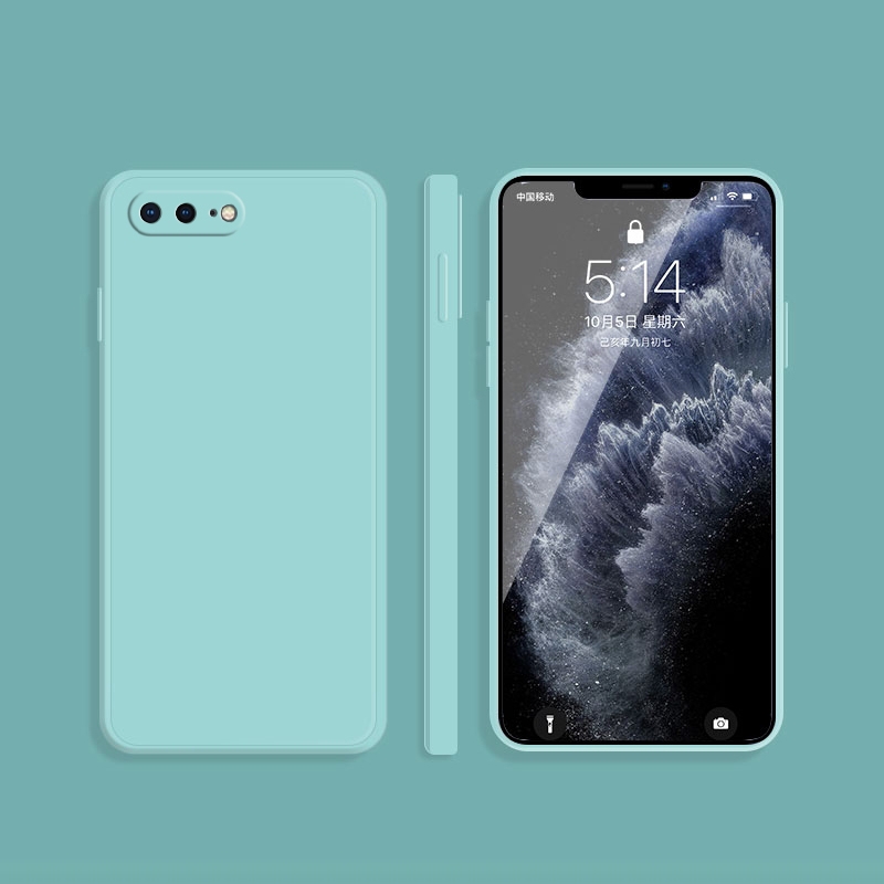 Solid Color Imitation Liquid Silicone Straight Edge Dropproof Full Coverage Protective Case For iPhone 8 Plus / 7 Plus(Sky Blue) - Shopkiz.com